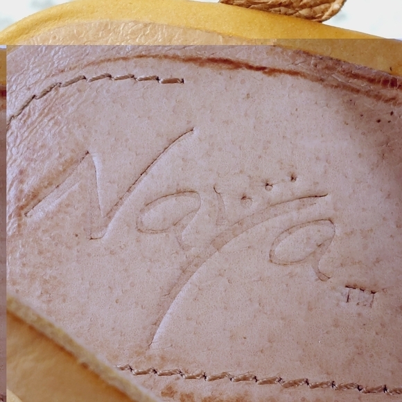 Naya Yellow & Brown Strap Open Toe High Heels Wedges Sandals V634 - Picture 9 of 14